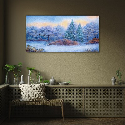 Glasbild Winterlandschaft in Pastellfarben