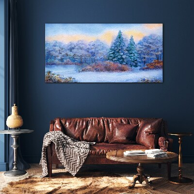 Glasbild Winterlandschaft in Pastellfarben
