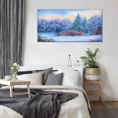 Glasbild Winterlandschaft in Pastellfarben