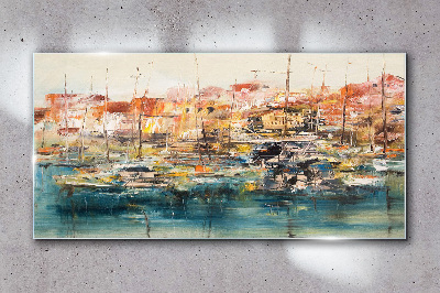 Bild auf glas drucken Hafenlandschaften in Pastellfarben