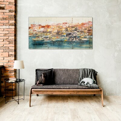 Bild auf glas drucken Hafenlandschaften in Pastellfarben