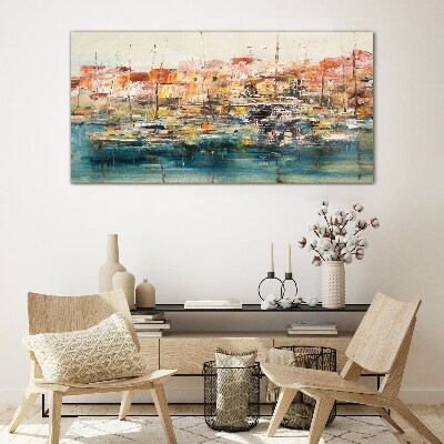 Bild auf glas drucken Hafenlandschaften in Pastellfarben