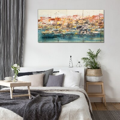 Bild auf glas drucken Hafenlandschaften in Pastellfarben