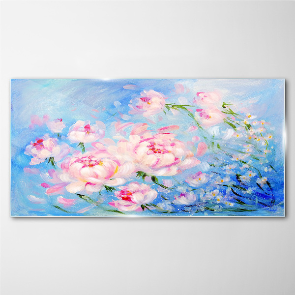 Glasbild Florale Harmonie in Blau
