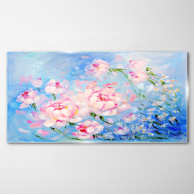 Glasbild Florale Harmonie in Blau