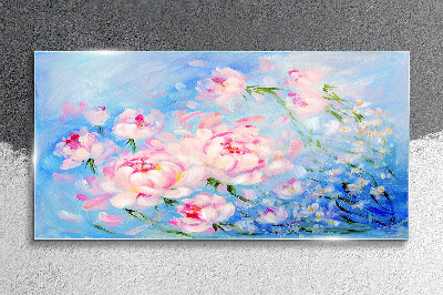 Glasbild Florale Harmonie in Blau