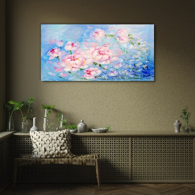 Glasbild Florale Harmonie in Blau