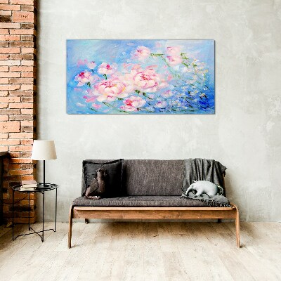 Glasbild Florale Harmonie in Blau