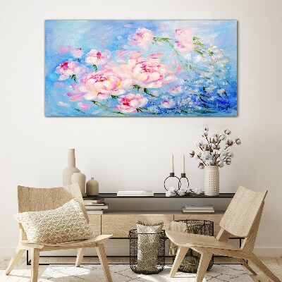 Glasbild Florale Harmonie in Blau