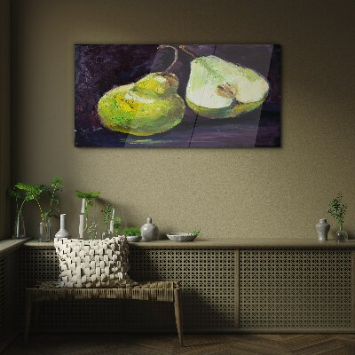 Foto auf glas Grüne Birnen auf dunklem Hintergrund