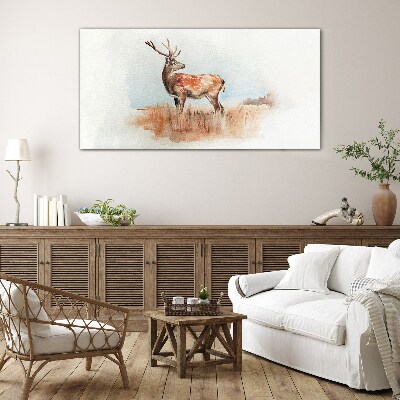 Glasbild Hirsch auf der Wiese