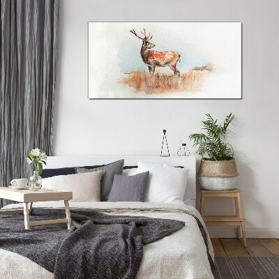 Glasbild Hirsch auf der Wiese
