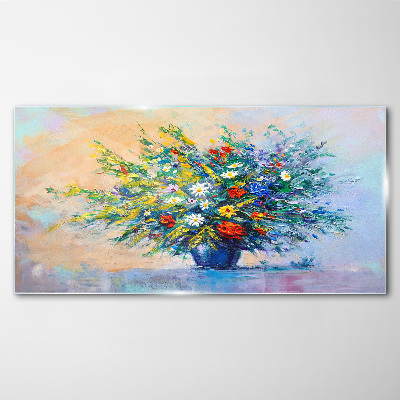Glasbild Frühlingsblumenstrauß