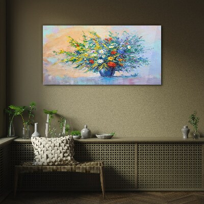Glasbild Frühlingsblumenstrauß