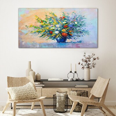 Glasbild Frühlingsblumenstrauß