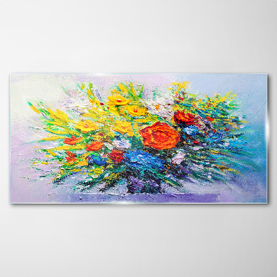 Bild auf glas Ein Blumenarrangement in intensiven Farben