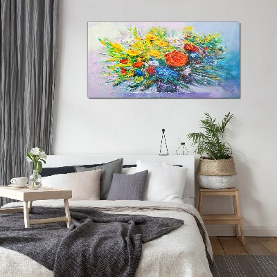 Bild auf glas Ein Blumenarrangement in intensiven Farben