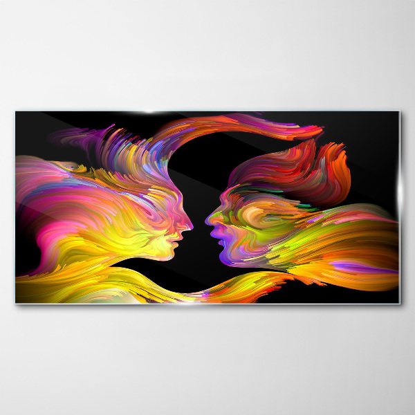 Glasbild Emotionaler Dialog in Farben