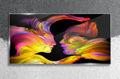 Glasbild Emotionaler Dialog in Farben
