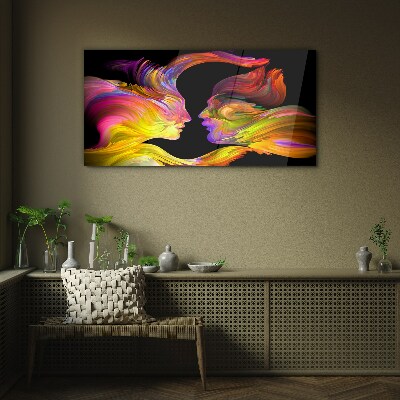 Glasbild Emotionaler Dialog in Farben