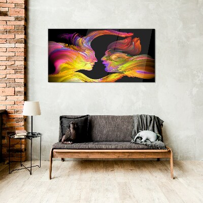 Glasbild Emotionaler Dialog in Farben