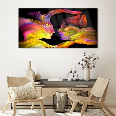 Glasbild Emotionaler Dialog in Farben