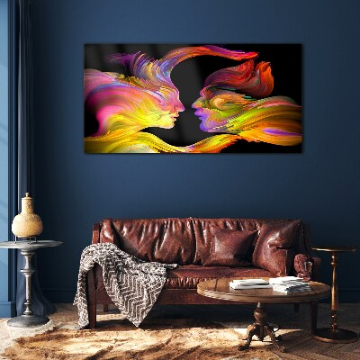 Glasbild Emotionaler Dialog in Farben