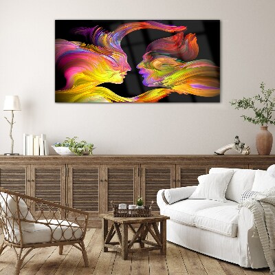 Glasbild Emotionaler Dialog in Farben