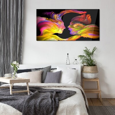 Glasbild Emotionaler Dialog in Farben