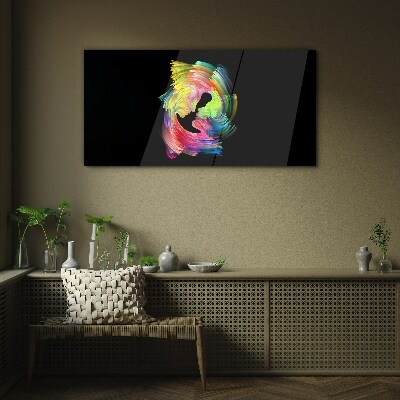 Glasbild Bunte Blicke im Dunkeln