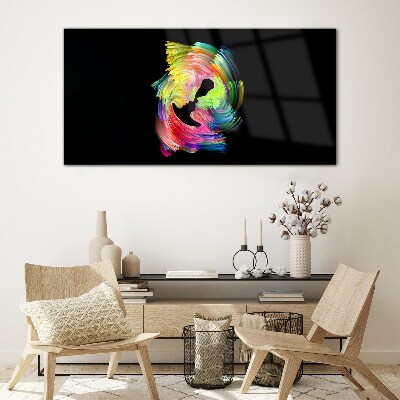 Glasbild Bunte Blicke im Dunkeln