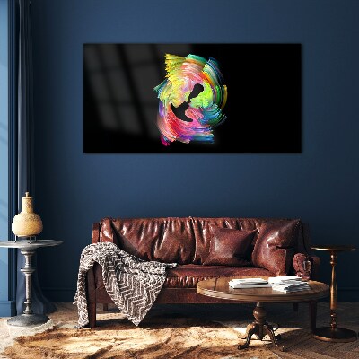 Glasbild Bunte Blicke im Dunkeln
