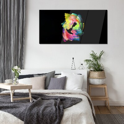 Glasbild Bunte Blicke im Dunkeln