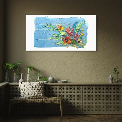 Foto auf glas Blumen auf blauem Hintergrund
