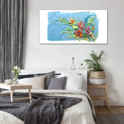 Foto auf glas Blumen auf blauem Hintergrund