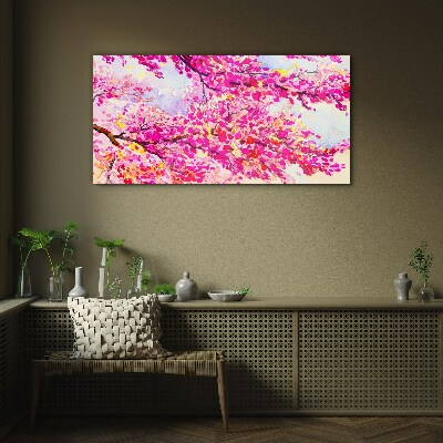 Glasbild Blütenexplosionen in Pink