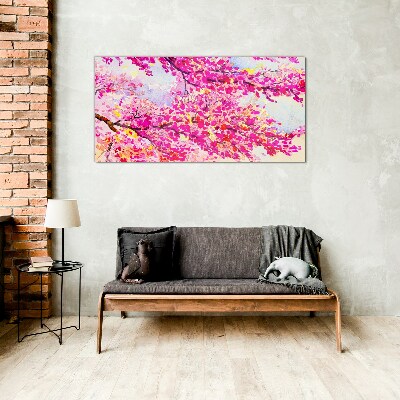 Glasbild Blütenexplosionen in Pink