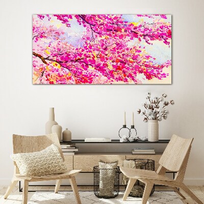 Glasbild Blütenexplosionen in Pink