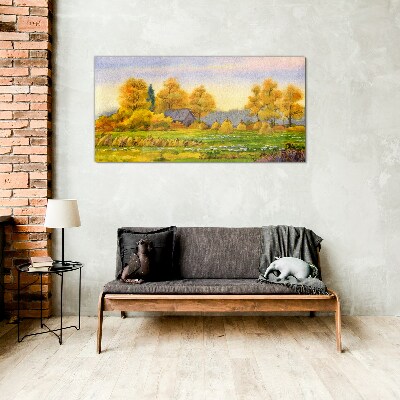 Bild auf glas drucken Goldener Herbst in der ländlichen Landschaft