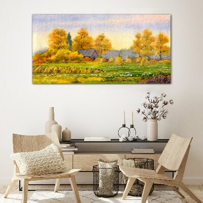 Bild auf glas drucken Goldener Herbst in der ländlichen Landschaft