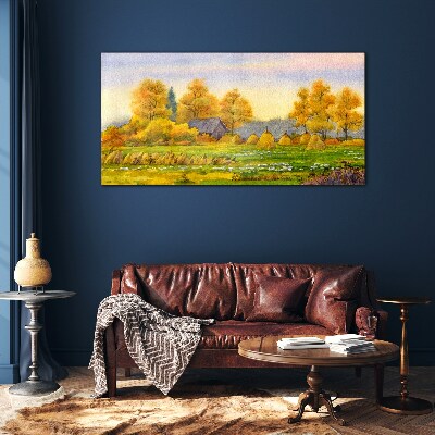 Bild auf glas drucken Goldener Herbst in der ländlichen Landschaft