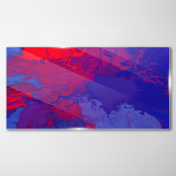 Glasbild Eine Welle von Farben in Lila und Blau