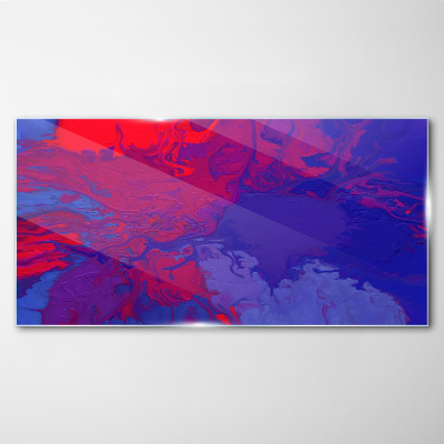 Glasbild Eine Welle von Farben in Lila und Blau