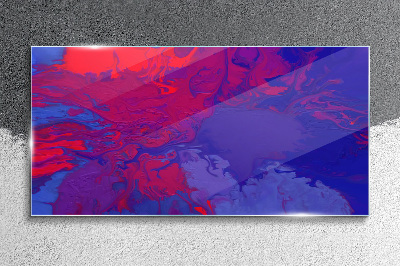 Glasbild Eine Welle von Farben in Lila und Blau