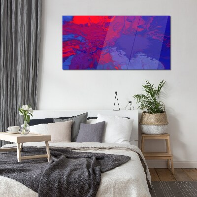 Glasbild Eine Welle von Farben in Lila und Blau