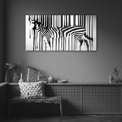 Glasbild Verzerrte Gesichter in Schwarzweiß
