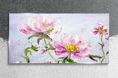 Glasbild Blumenträume in Pastelltönen