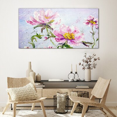 Glasbild Blumenträume in Pastelltönen