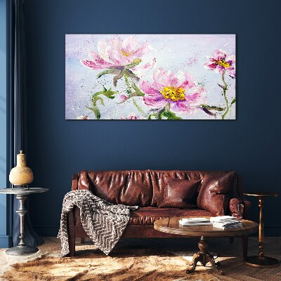 Glasbild Blumenträume in Pastelltönen