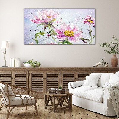 Glasbild Blumenträume in Pastelltönen